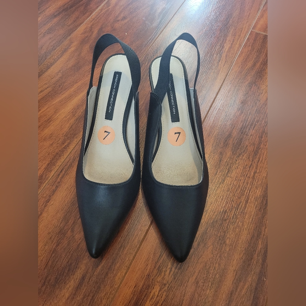 French Connection Black slingback low pump heel